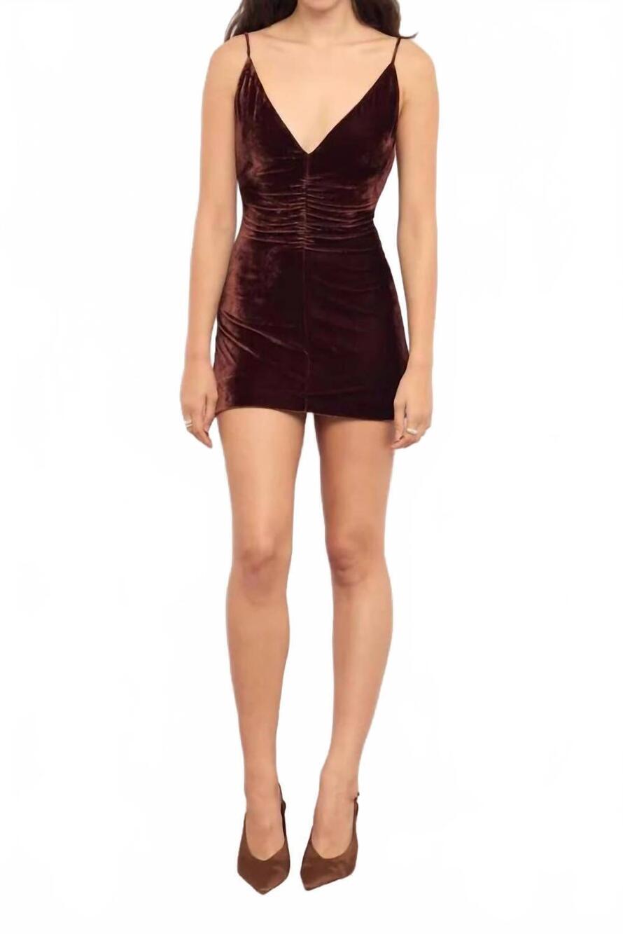 NEW MINKPINK sonja velvet mini dress in chocolate